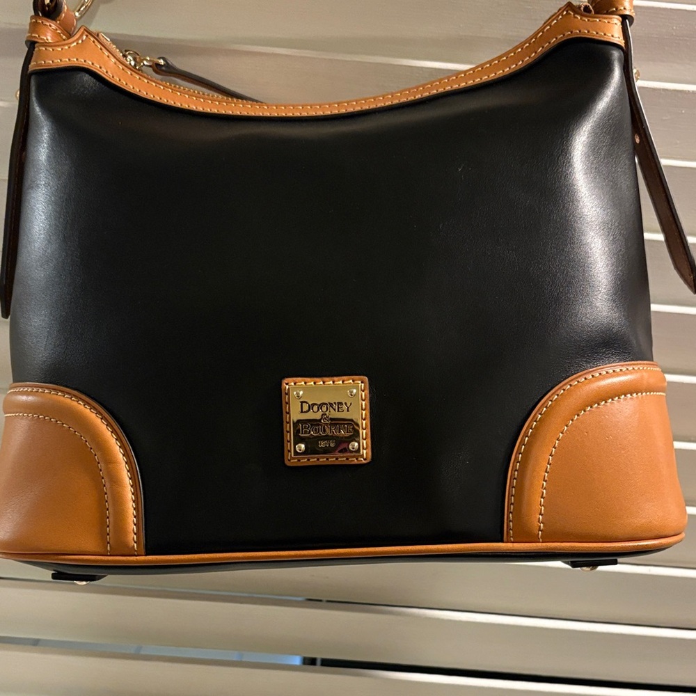 Dooney & Bourke Black and Tan Shoulder Bag